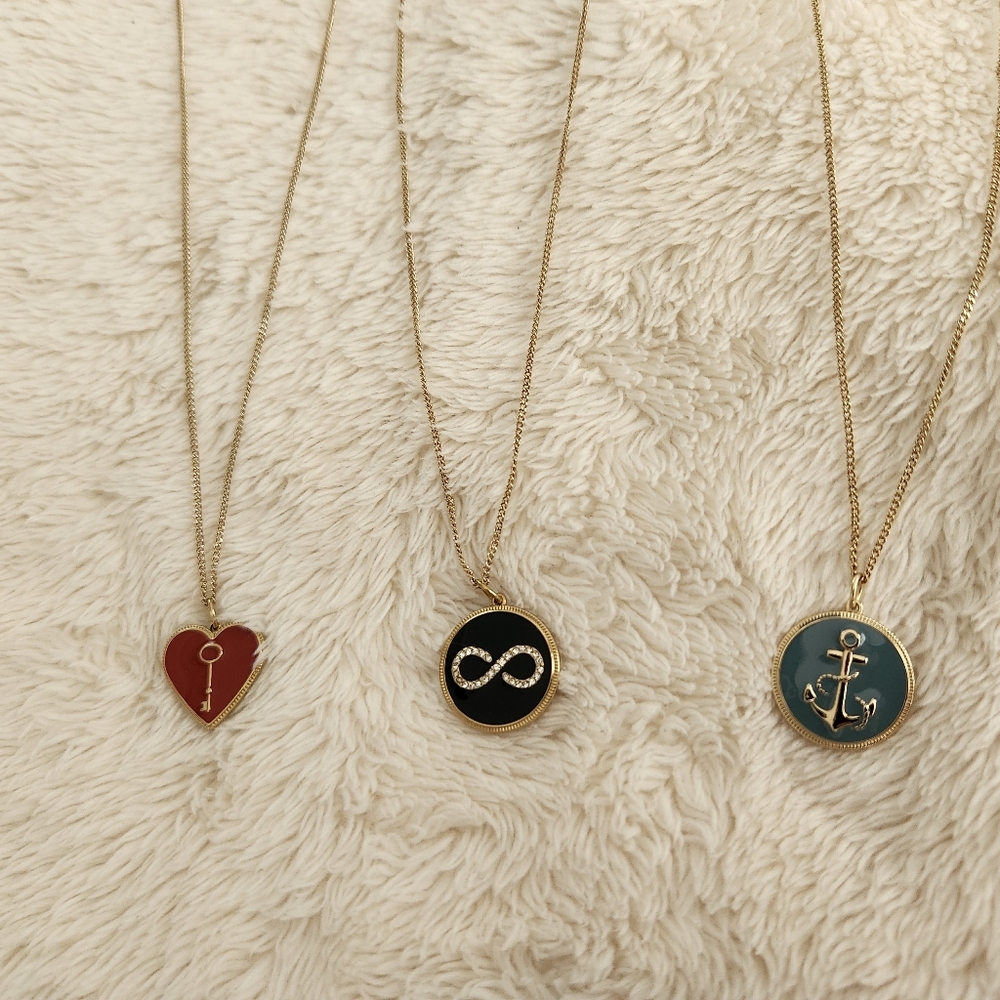 🗝 Fossil Necklace heart, anchor, infinity (3)